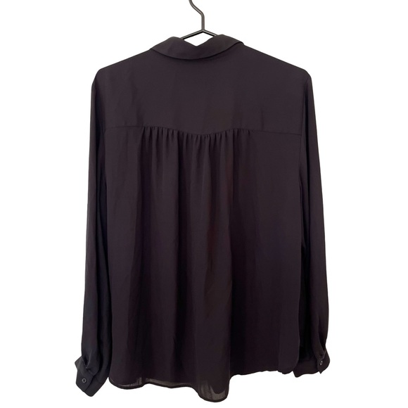 H&M Black Silky Long Sleeve Semi‎ Sheer Dress Shirt - Picture 2 of 7